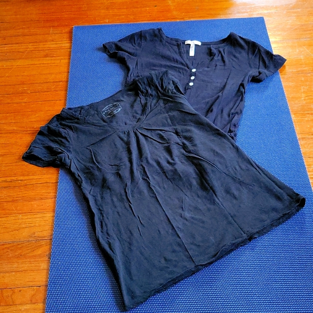 Lot of 2 Old Navy Maternity Black Shirts - Size XS and Small
